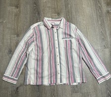 Victoria's Secret Cotton Large Stripped Print Button Down Night Shirt EUC