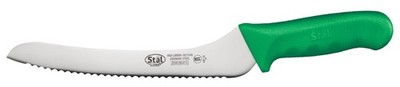 9'' Commercial-Grade Serrated Bread/Pastry Knife with Offset Handle Green
