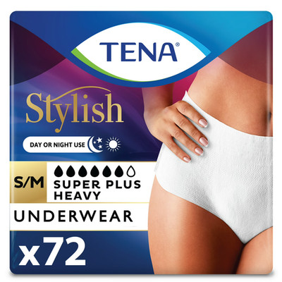 TENA Incontinence Underwear for Women, Super Plus, S/M, 72 Count