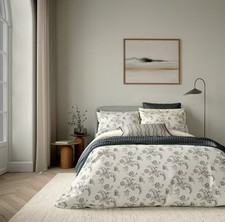 NEW Bedeck of Belfast Arianne Charcoal Grey Cotton Duvet Cover Set - King Size