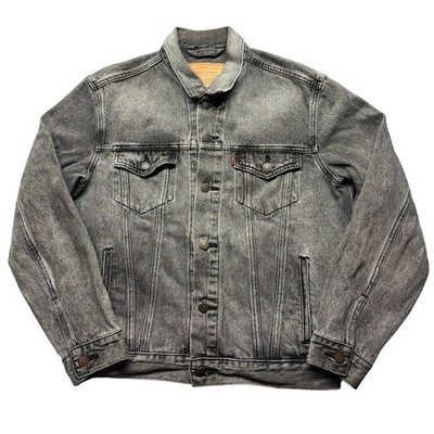 Levis Premium Mens Standard Trucker Jacket Grey Acid Wash Denim Size M Medium