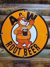 VINTAGE AW ROOTBEER PORCELAIN SIGN OLD SODA BEVERAGE COLA DRINK ADVERTISING BEAR