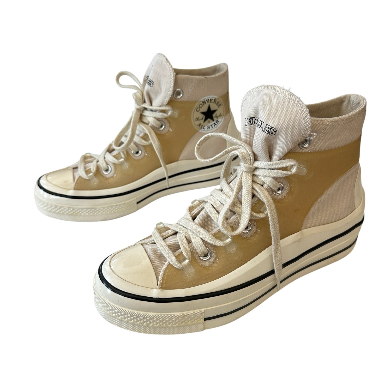 Converse x Kim Jones Sneakers Cream Black High Top Canvas Shoes Men's 6 Womens 8 thumbnail 3