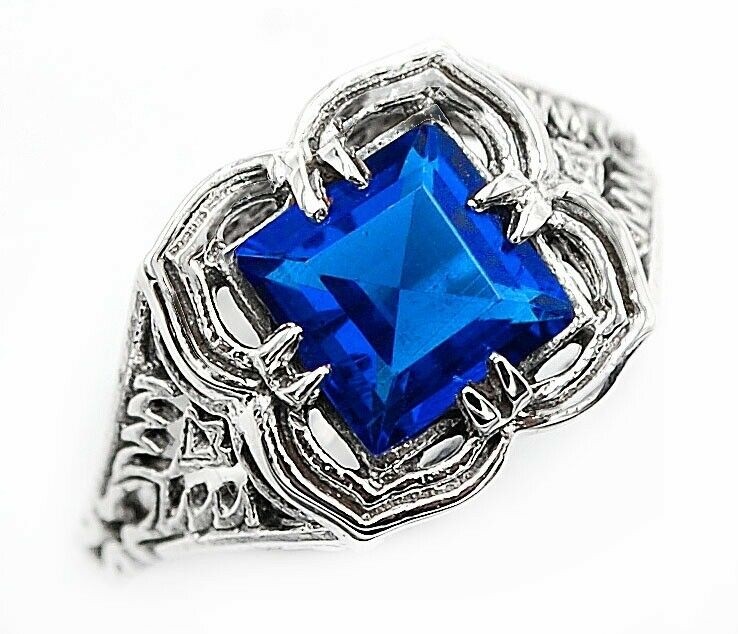 1CT Heat Treated Kyanite 925 Sterling Silver Art Nouveau Ring Sz 6 Z6-1