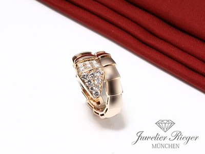 Bulgari Ring Serpenti Viper Rosegold 750 Diamanten Brillanten Gr M Gold