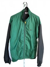 FILA Vintage 1980's Men's Windbreaker Jacket with Pant Set. Green Black, White