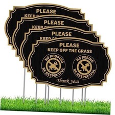 4 Pcs 12 x 9 Inch No Pooping No Peeing Dog Sign Double Sided Keep off the