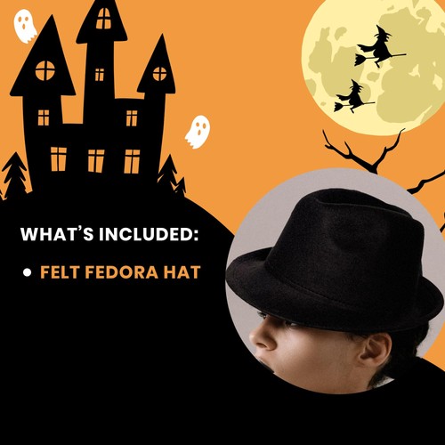 Accesorio De Disfraz Para Adultos Fedora De Fieltro Negro - Imagen 4 de 4