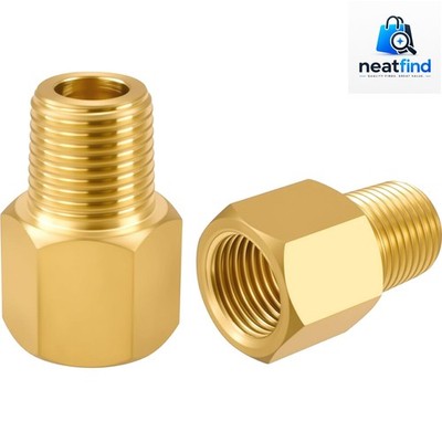 2-Pack Brass Pipe Fitting 1/8'' NPT Male Thread to 1/8'' NPT Female Thread Redu...