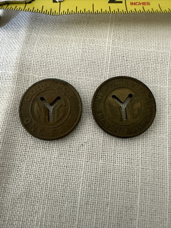 Vintage New York City Transit Authority  SET OF 2 Coins Tokens