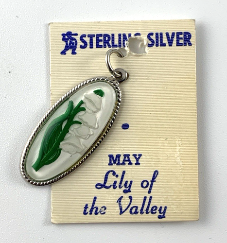 Maiglöckchen (Mai) Sterlingsilber Charm | 1 Zoll | New Old Stock | Sehr guter Zustand - Bild 2 von 3