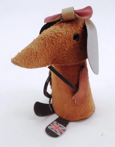 1960s British Invasion England Leather Suede Girl Mouse w/ Whip Crop Union Jack