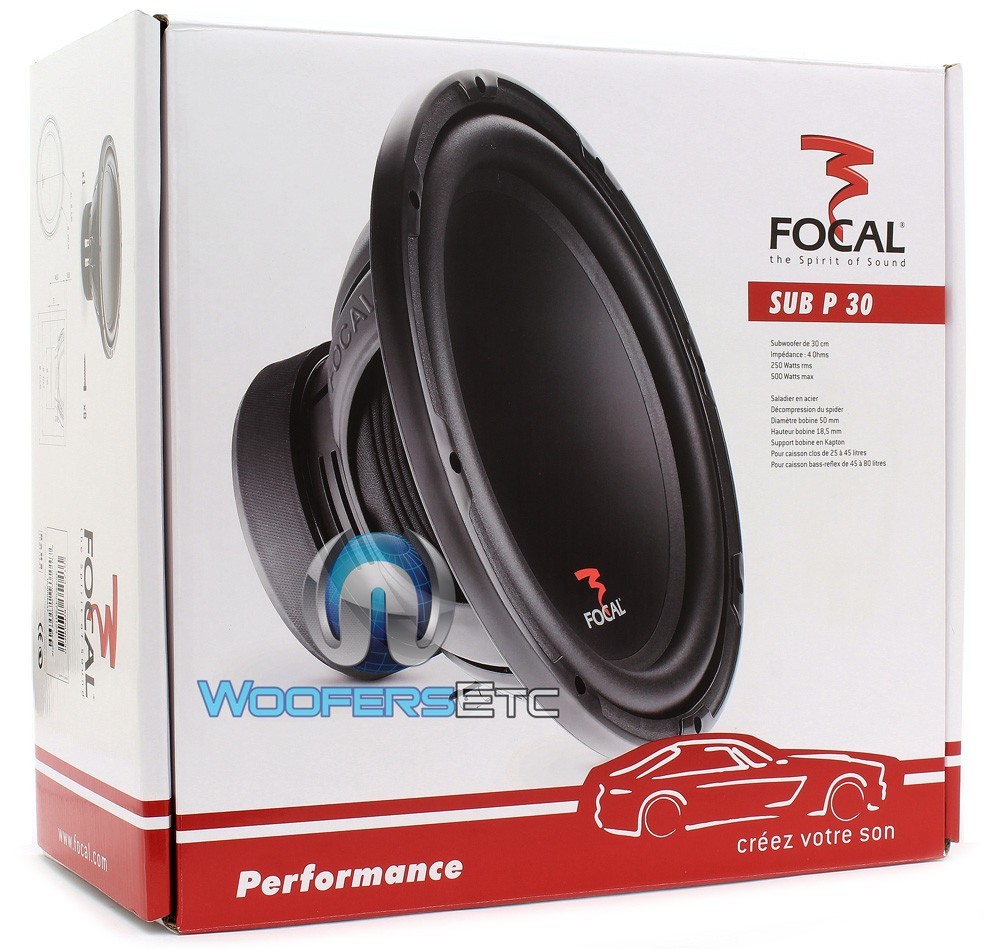 FOCAL SUB P30 12" 500W SINGLE 4-OHM CAR AUDIO SUBWOOFER CLEAN BASS SPEAKER NEW