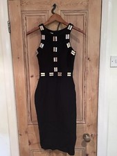 House Of CB Bodycon Black Dress with Metal details Size XS Worn Once RRP £120