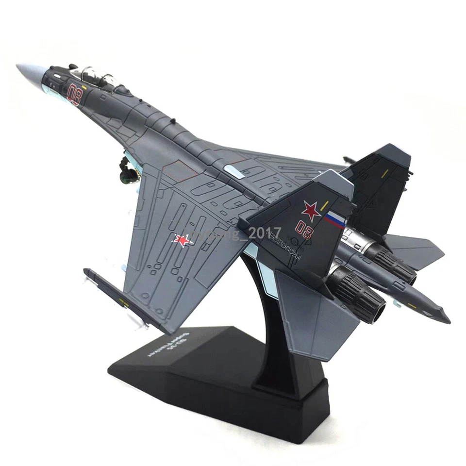  Modelo de avión diecast de combate Super Flanker ruso SU-35 escala 1/100 gris Foto 2 de 4