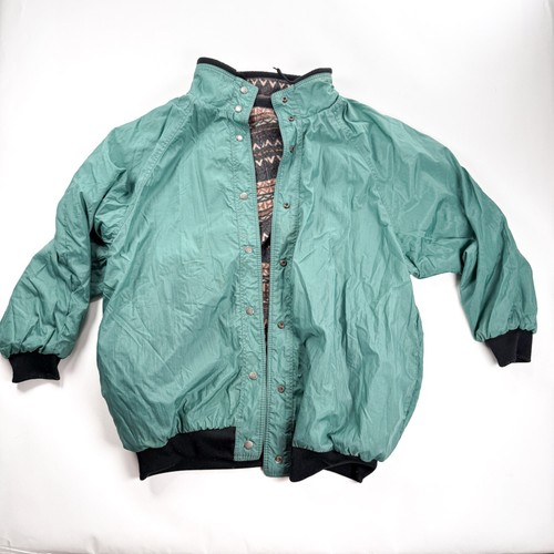 Vintage Current Seen Reversible Aztec Jacket Seafoam Green Southwestern XL Retro - Picture 8 of 11