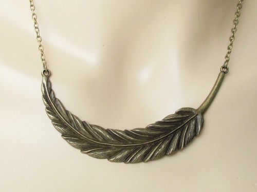 Feather Necklace Feather Jewelry Boho Chic Jewelry Leaf Necklace Leaf Jewelry Bo - Picture 3 of 5