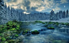 Landscape creeks river nature snow trees Custom Gaming Mat Desk