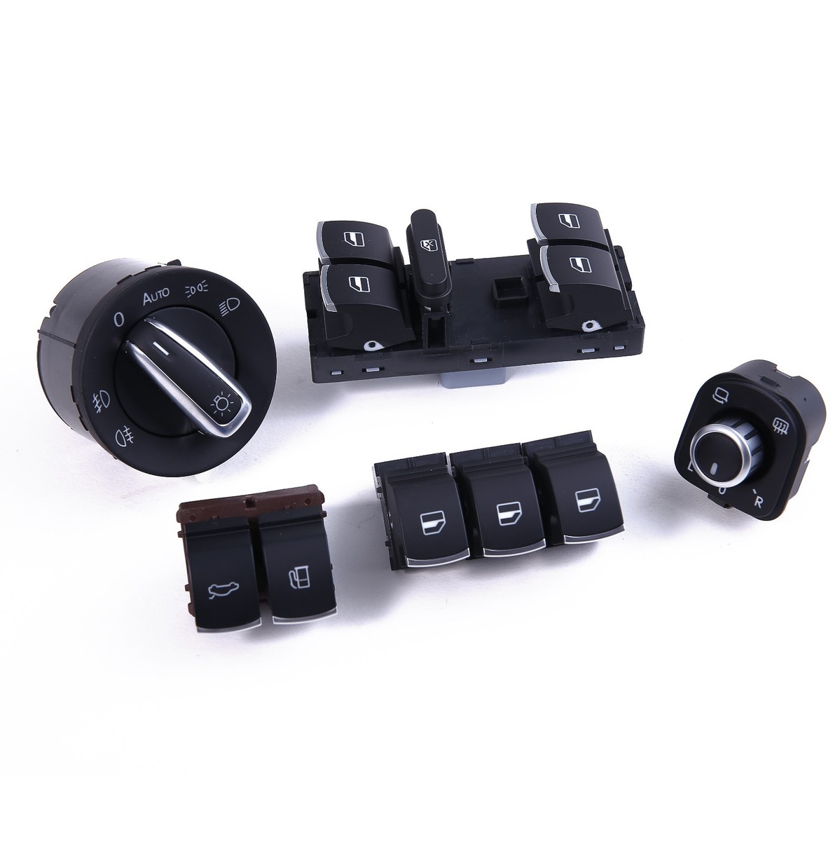 0EM 7x Chrome Headlight Master Window Trunk Switch For VW Passat 0EM 7x Chrome Headlight Master Window Trunk Switch For VW Passat