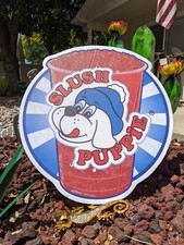 Slush Puppie Cardboard Advertising Sign Dog Graphics, Icee, Mancave Decor 