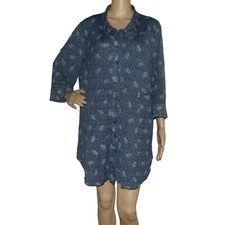 Style & Co Blouse Womens Plus 3X blue white print paisley floral geo long tunic