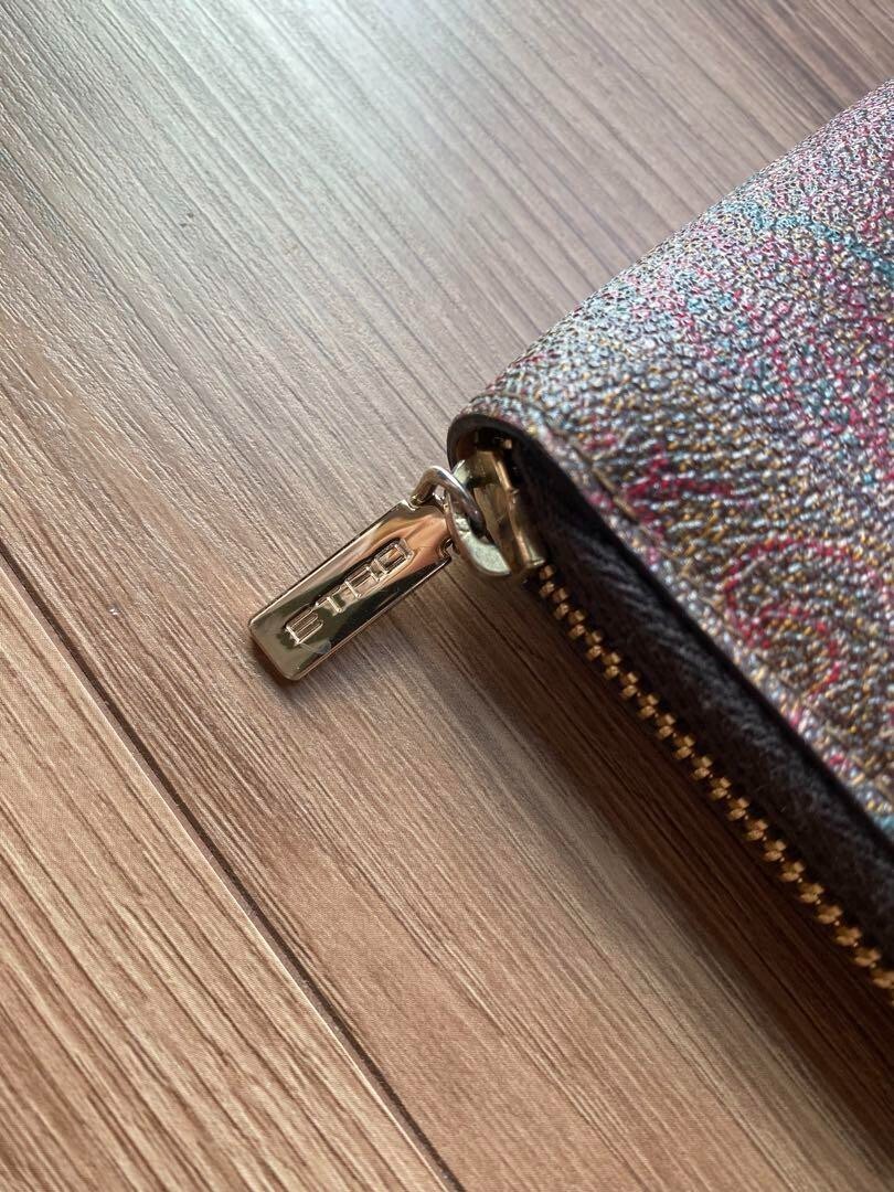 【送料&関税込】Etro Zip Around Paisley Wallet ETRO Round Zip Long Wallet Brown Paisley 7.6 inch From Japan