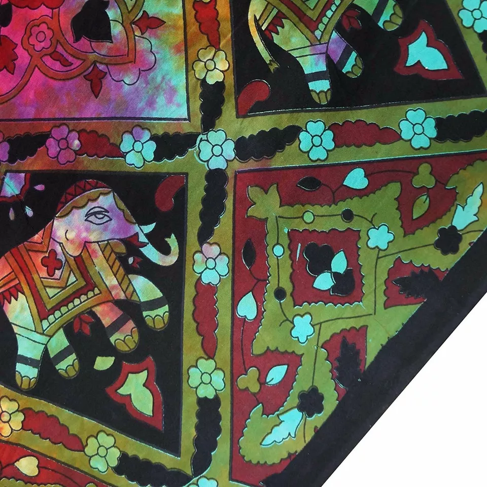 Tapeçaria Tie Dye Mandala Star hippie rainha elefante tapeçarias boho praia jogar - Imagem 3 de 4