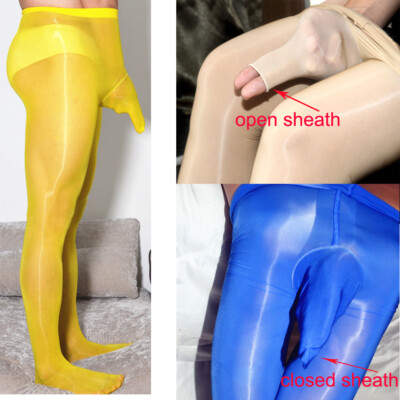Men's 8D Super Elastic High Gloss Shiny Silky Pantyhose Sheer Stockings Tights