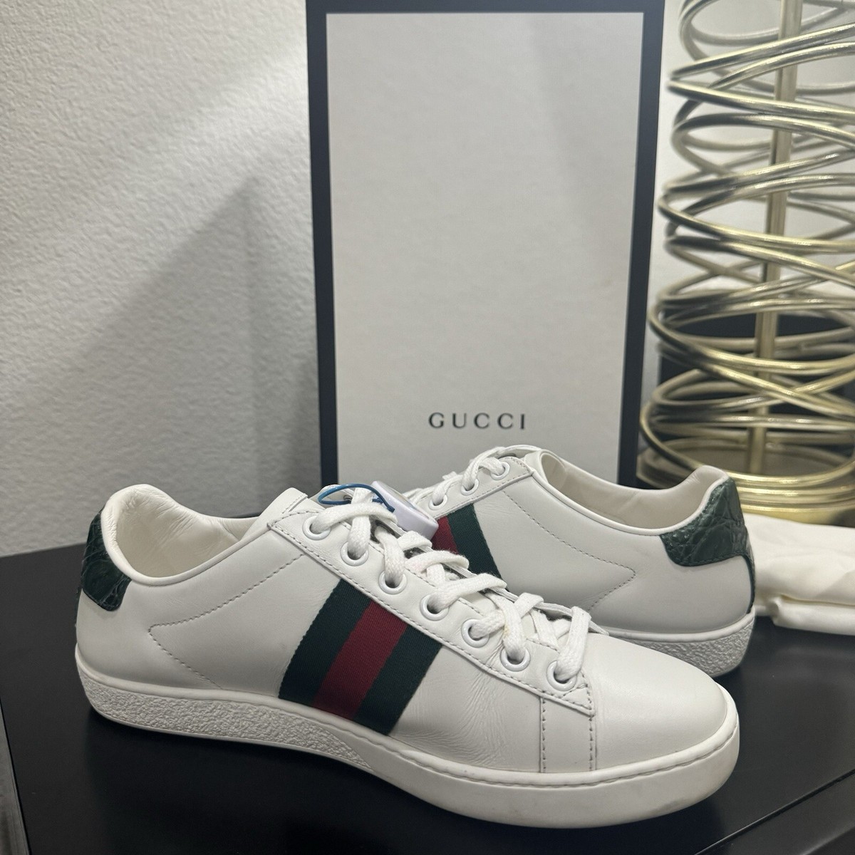 Gucci Ace Web Stripe Classic Sneaker Leather White 36 | eBay display picture 2