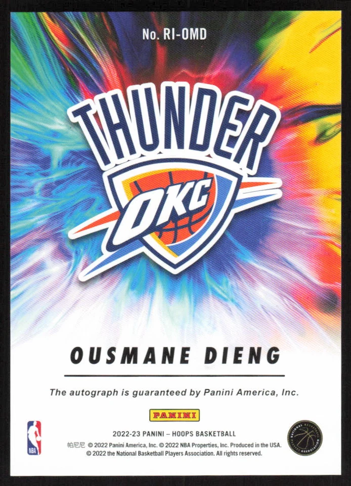 2022-23 Hoops Rookie Ink Auto #RI-OMD Ousmane Dieng Oklahoma City Thunder - Image 2 of 2