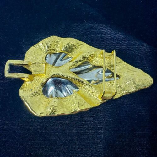 Doreen Ryan Gold & Silver Tone Leaf Belt Buckle Signed DR 93 - Picture 6 of 14