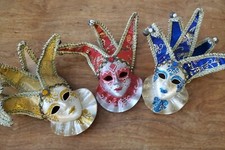 Venetian Souvenir Masks. Red, Blue and Gold.