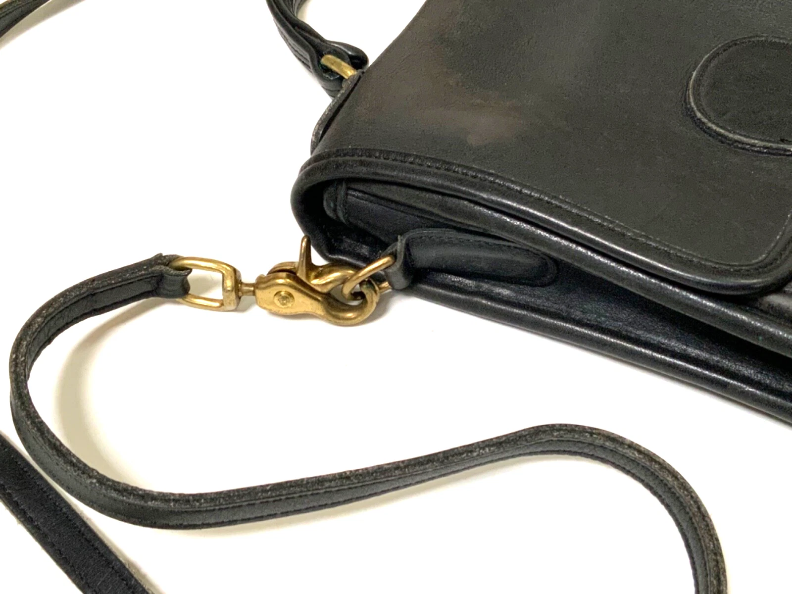 Borsa stazione Coach vintage in pelle marrone E6L 5130 con cinturino