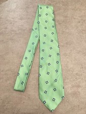 Brooks Brothers Green With Navy  White Squares 100 Silk Men's Necktie 57"