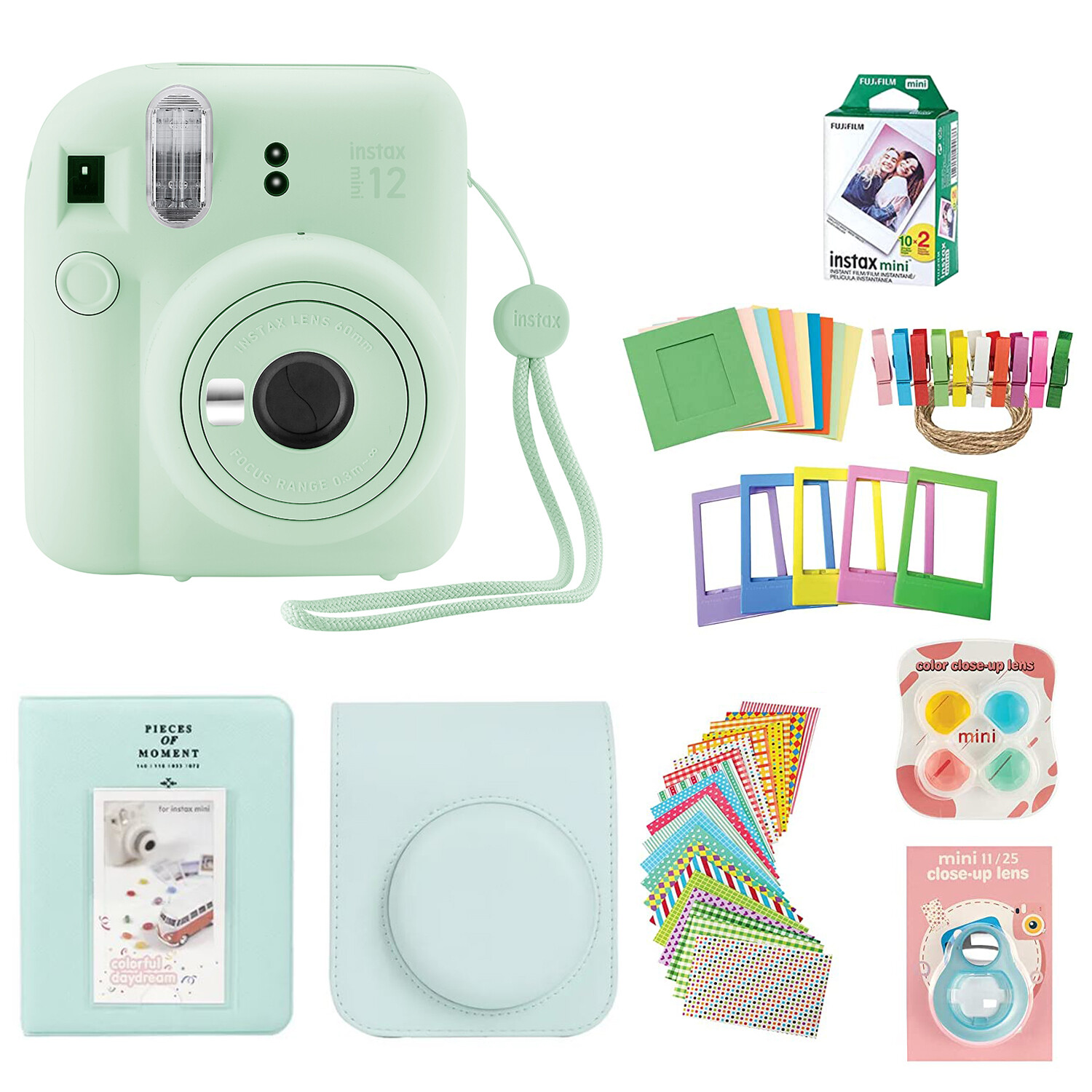 Fujifilm Instax Mini 12 Mint Green Instant Camera Bundle with Case & 20 Films-image