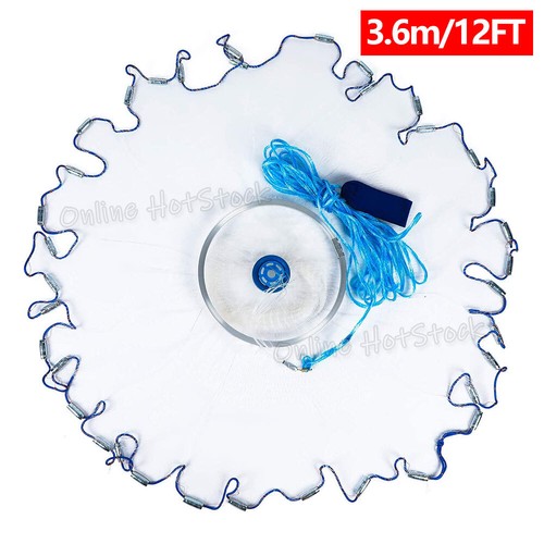 Durable Fishing Cast Net Bait Easy Throw Hand Cast Strong Tire Trap Line 8/12ft - Picture 12 of 12