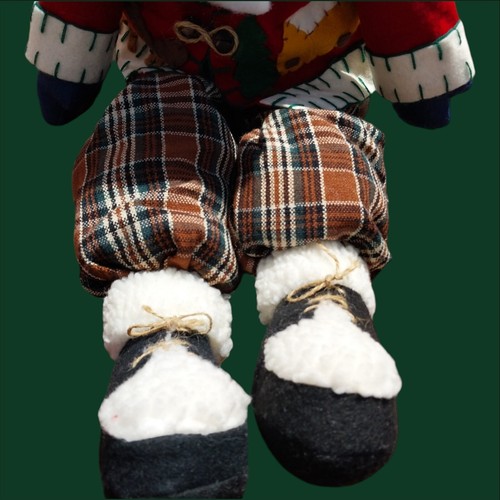 Folk Art Felt Santa Self Sitter Real Bronzed Bells 33" (2ft. 9") Christmas - Picture 10 of 16