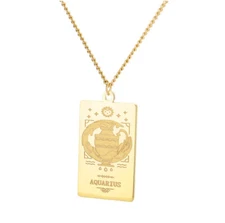Horoscope Zodiac Pendant Necklace in Gold or Silver Spiritual Guidance Wisdom