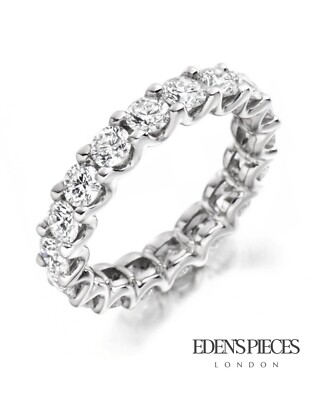 925 Sterling Silver White Gold Plated Cubic Zirconia Eternity Band ...