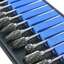 10Pcs Tungsten Carbide Rotary Drill Bits 1/8" Shank Burr Die Grinder Carving Set