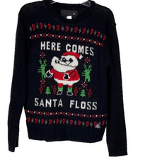 Boys Ugly Christmas Sweater American Stitch Here Comes Santa Floss size xl