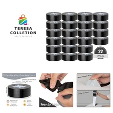 Easy Tear 22 Rolls Heavy Duty Black Duct Tape - 2 Inch, 660 Yards, Multi Purpose