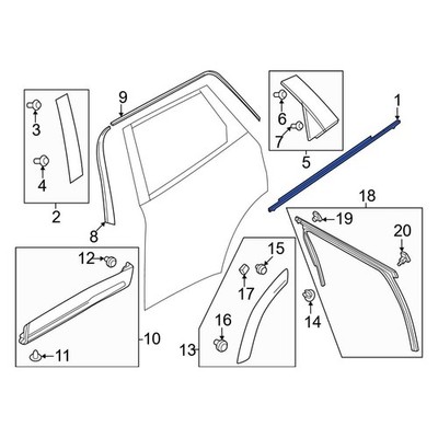 For Mazda CX-70 2025-2026 Mazda KMV650670 Rear Left Door Belt Molding