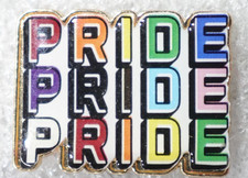Colorful PRIDE Enamel Pin   LGBTQ Diversity Design, Gold Trim, Bold Fonts