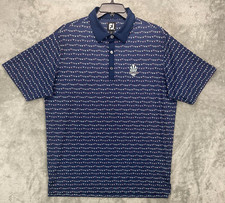 FootJoy Men's Performance Polo Shirt XL Navy Geometric Golf Short Sleeve
