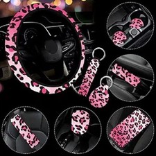 10 Pieces Leopard Print Printing Car Steering Wheel Cover Center C Color Pink 10 Pieces Leopard Print Printing Car Steering Wheel Cover Center C Color Pink