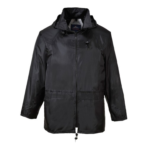 US440 Classic Waterproof Rain Jacket wth Pack Away Hood & Sealed Seams, Black...