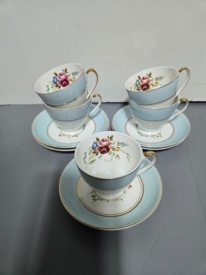 Fine English Bone China English Rose Cup and Saucer Sets ( 5 )