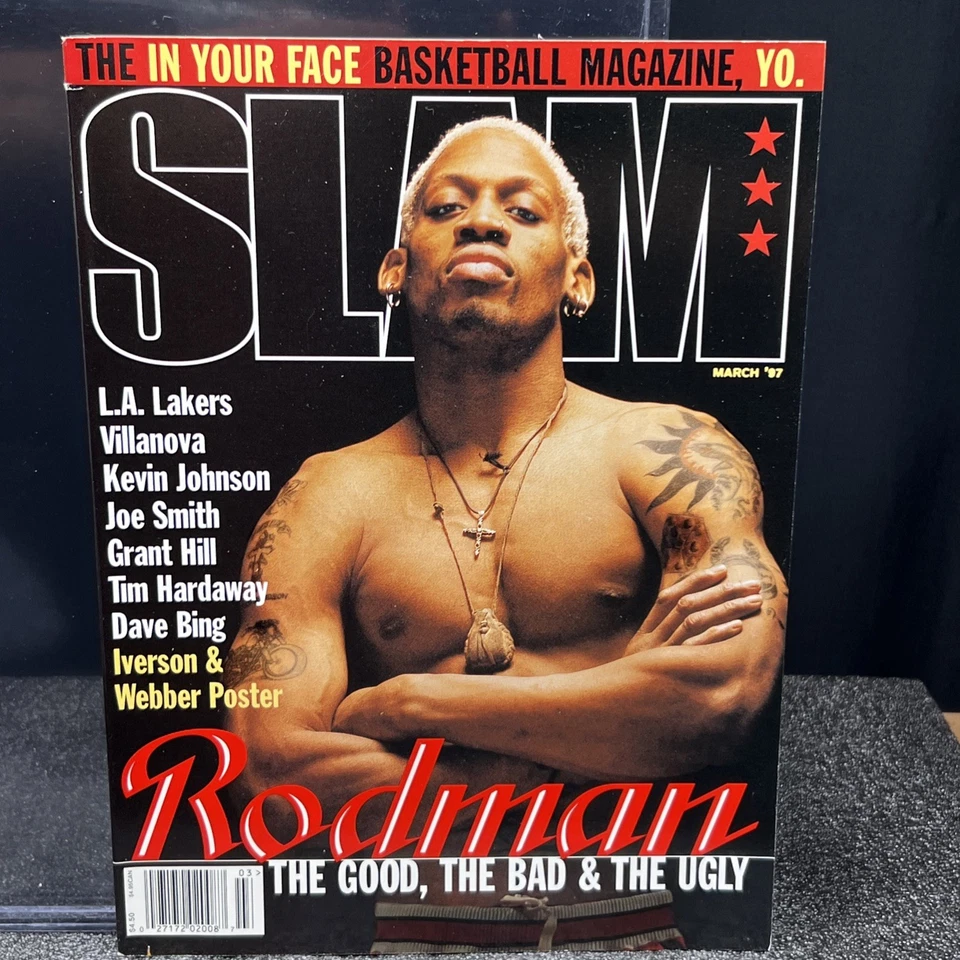 Revista de baloncesto Slam de marzo de 1997 Dennis Rodman #16 Chicago Bulls rara de colección Foto 3 de 4