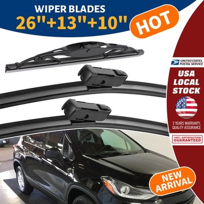 OEM Quality Windshield Wiper Blades Size 26''+13'' & 10'' Front Rear Kit Top Lock